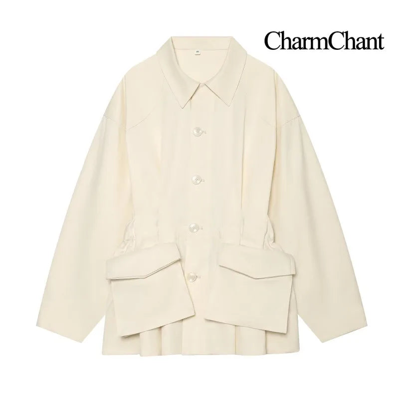 Loose-fit shirt jacket with collar and patch pockets