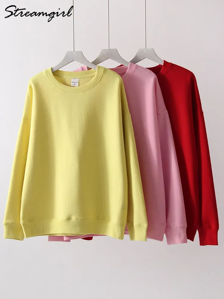 Unisex Basic Crew-Neck Long-Sleeve Sweatshirt Pullover in Various Colors