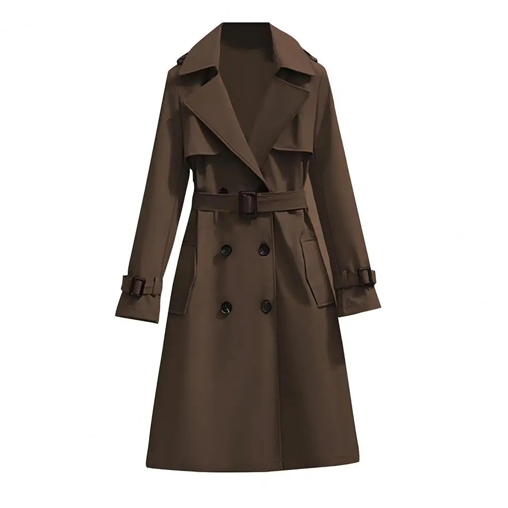 Eleganter Damen Trenchcoat mit Gürtel und Doppelreiher, langer Mantel für Übergang