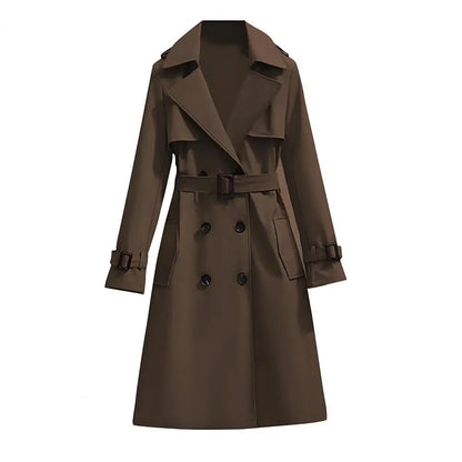 Eleganter Damen Trenchcoat mit Gürtel und Doppelreiher, langer Mantel für Übergang