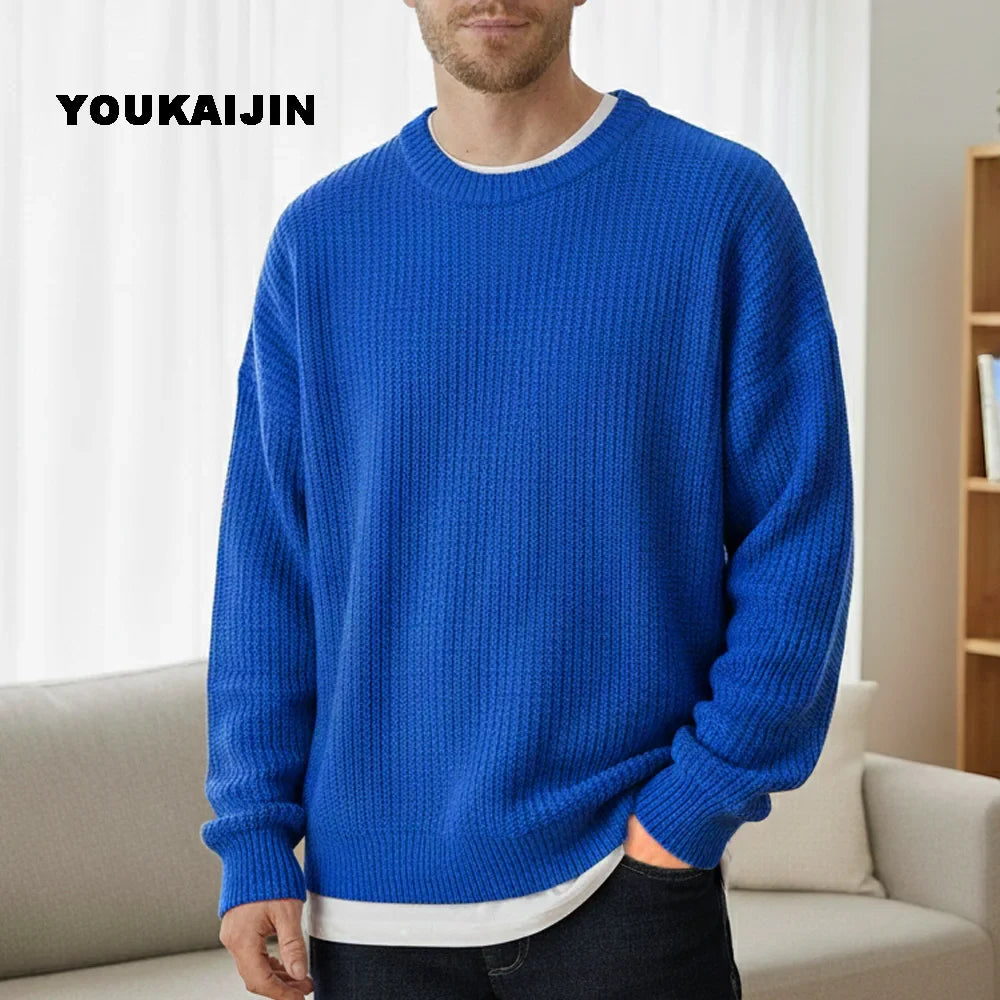 Men's chunky-knit sweater, crew neck, relaxed fit