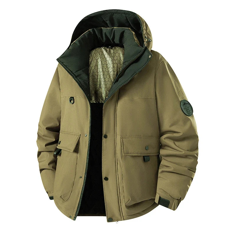 Herren Winterjacke mit Kapuze und Taschen, gepolstert