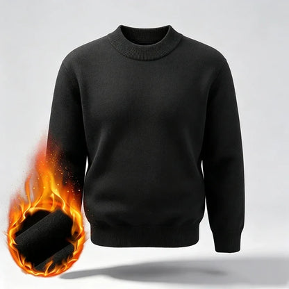 Men's warm turtleneck knit sweater for winter, long sleeves