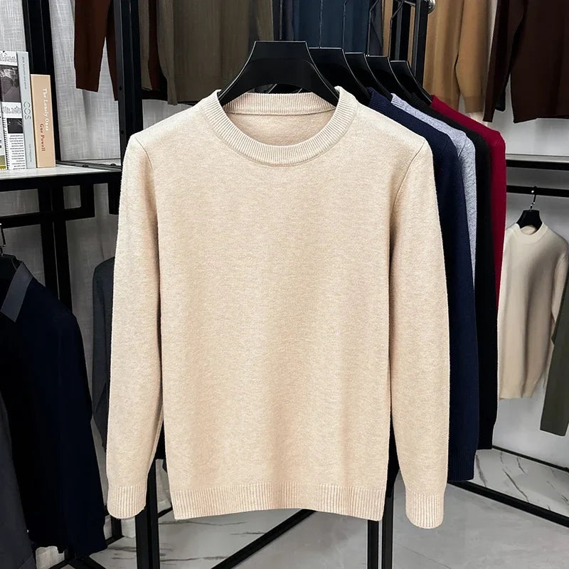Unisex crew-neck long-sleeve basic knit pullover