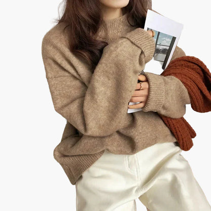 Damen Oversize Pullover Retro Lässiger Stil Herbst Winter Strickpullover