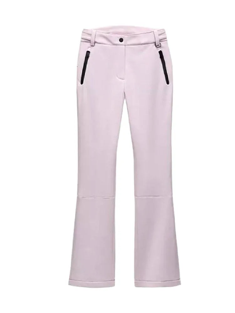 Women's pink ski pants with zippers