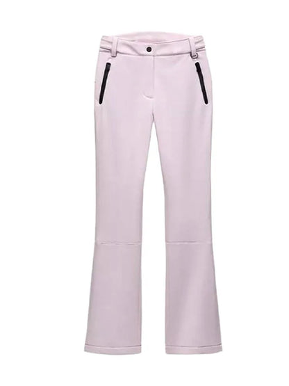 Women's pink ski pants with zippers