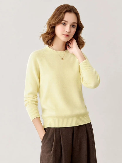 Women's Crew-Neck Sweater Long-Sleeve Basic Knit Sweater