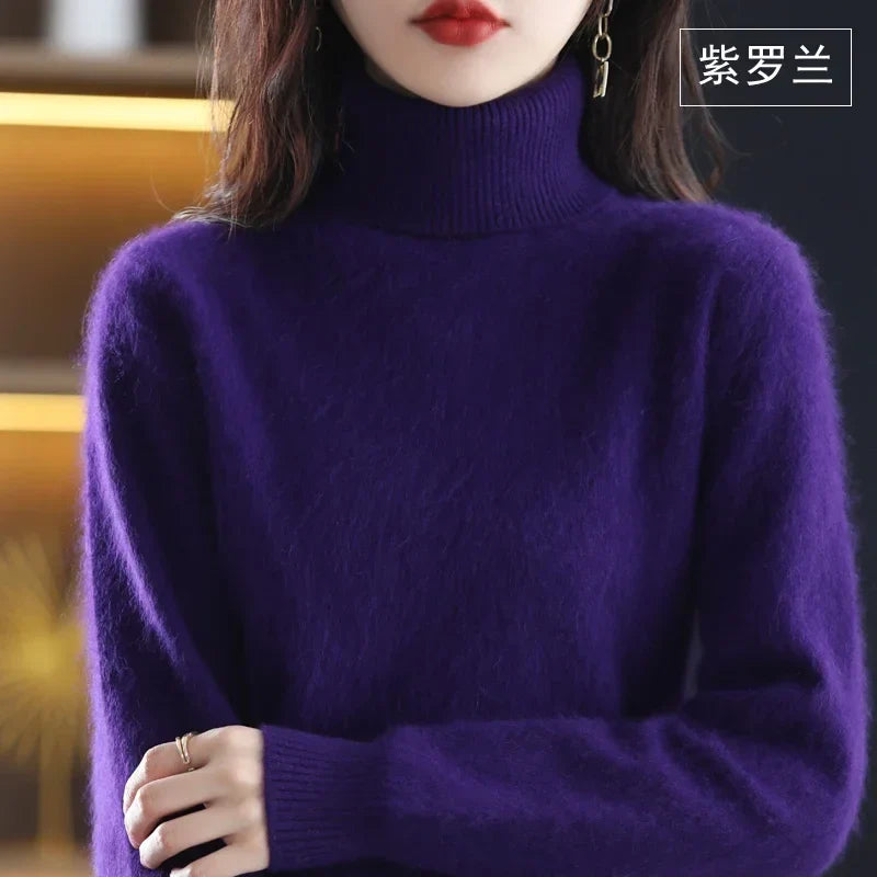 Women's turtleneck sweater long sleeves fine-knit sweater soft material
