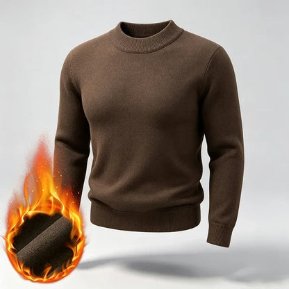 Men's warm turtleneck knit sweater for winter, long sleeves