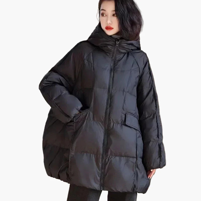 Damen Oversize Steppjacke mit Kapuze – Modischer Wintermantel für Alltag & Freizeit