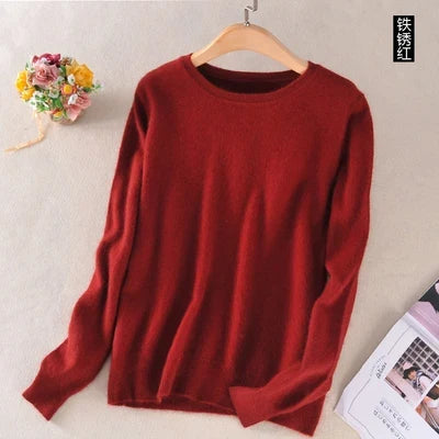 Women's Crew Neck Long-Sleeve Basic Knit Sweater in Many Colors