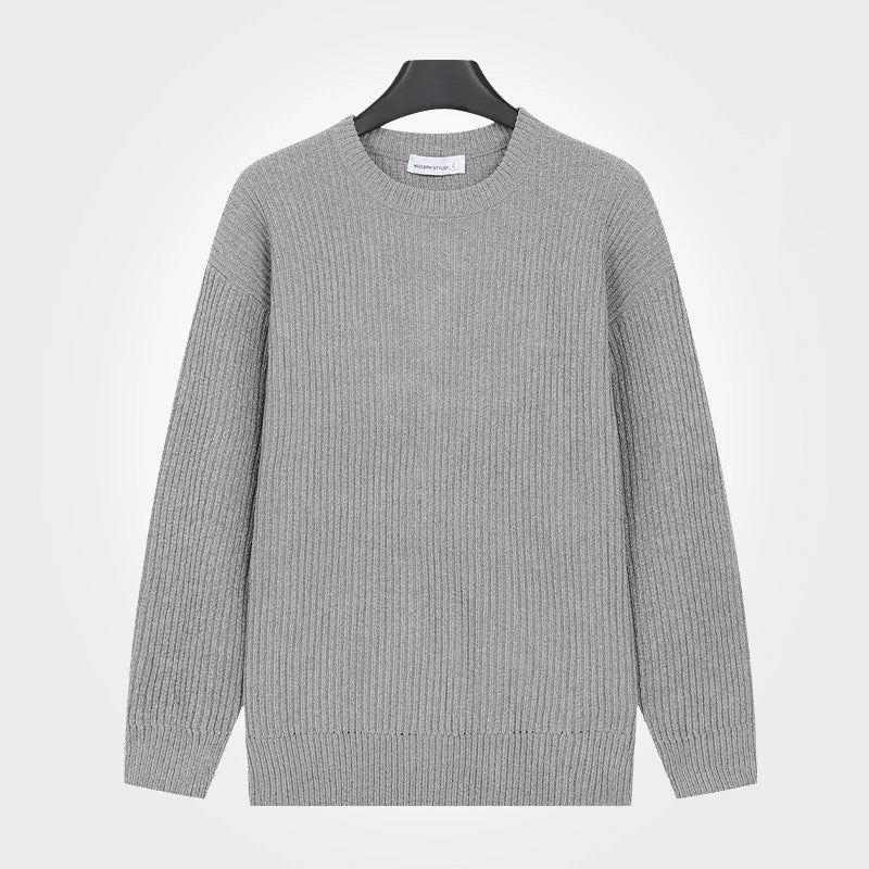 Men's ribbed-knit crew-neck long-sleeve sweater