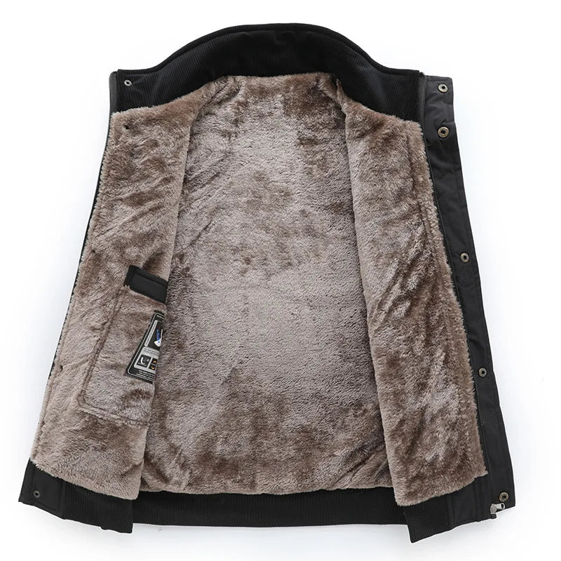 Men's winter vest, lined, V-neck, dark green