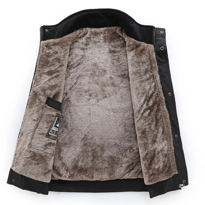 Men's winter vest, lined, V-neck, dark green