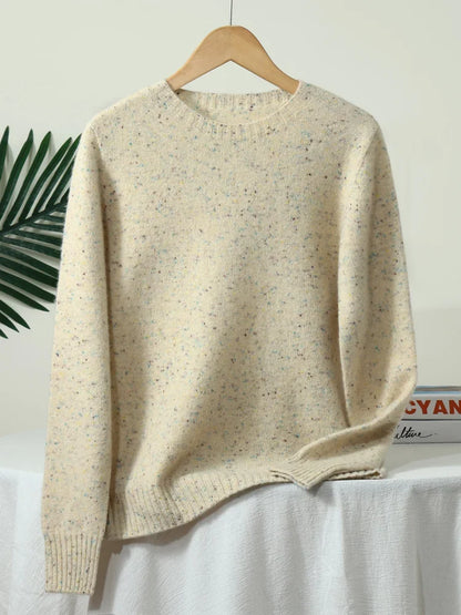 Unisex Langarm Pullover mit Rundhals und Sprenkelmuster