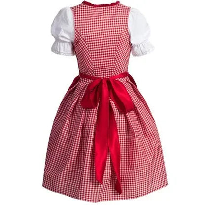 Dirndl Kleid rot-weiß kariert mit Schürze und Bluse