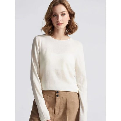 Women's Basic Fine-Knit Crew-Neck Long-Sleeve Sweater