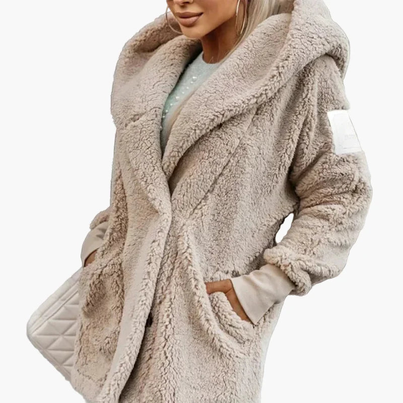 Women's Oversize Fleece Coat with Hood – Cozy Winter Street Style
