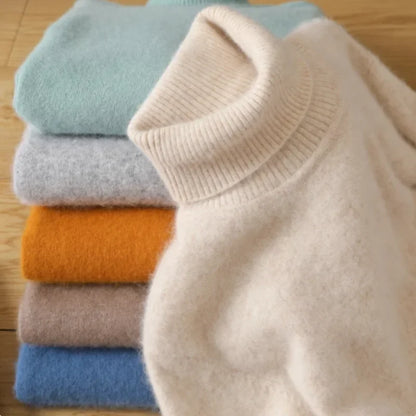 Women's turtleneck sweater made of soft material long sleeves in various colors