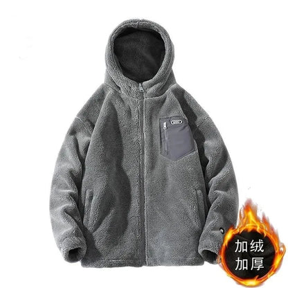 Teddy Fleece Kapuzenjacke mit Reißverschluss und Brusttasche
