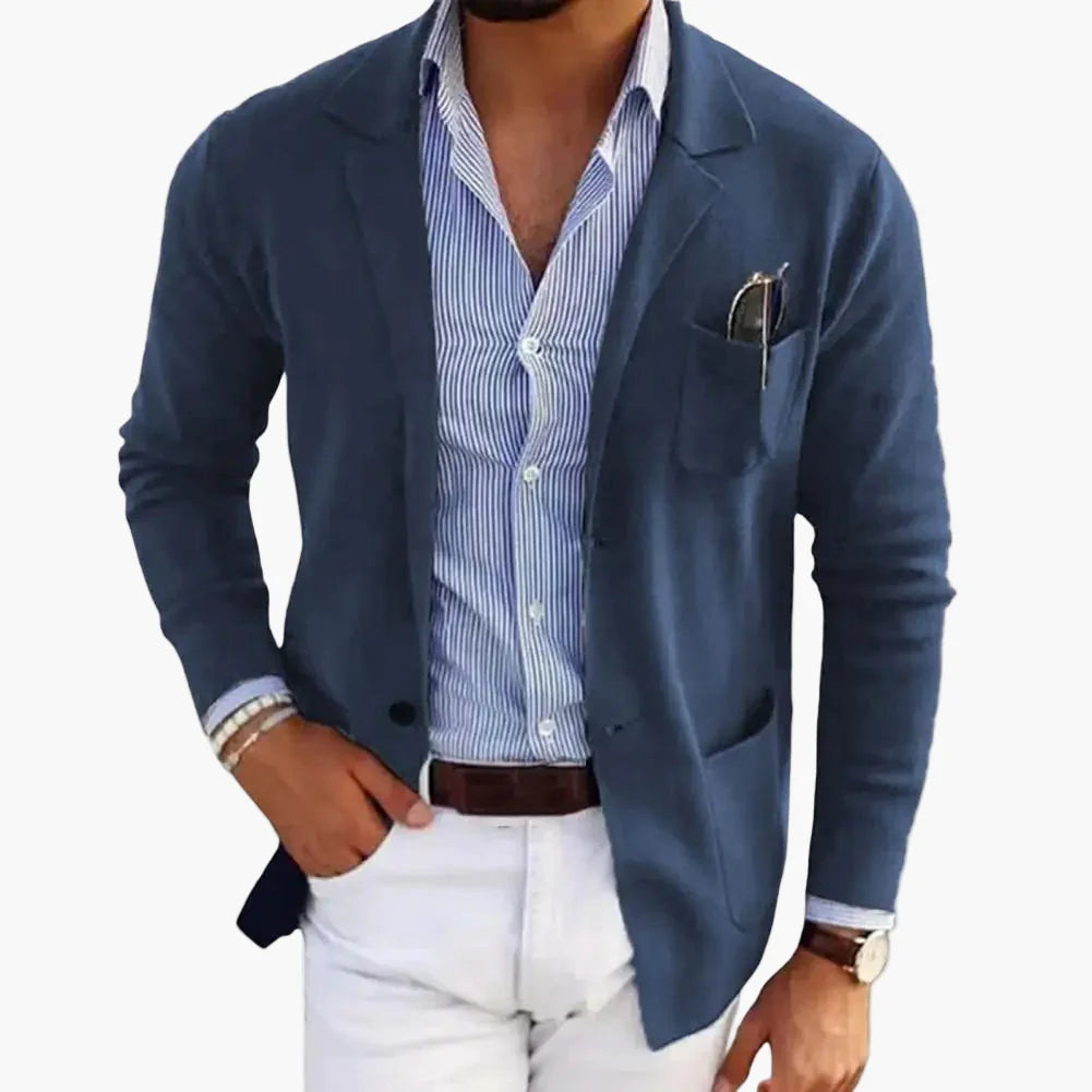 Men's Blazer Modern Single-Breasted Business Casual Jacket with Lapel and Pockets