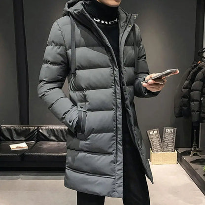 Men's hooded quilted winter coat – Long, warm & padded