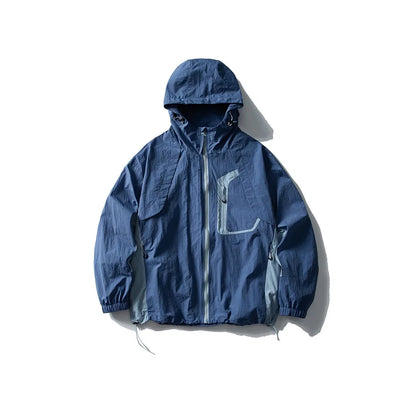 Unisex Leichte Kapuzenjacke Windbreaker mit Reißverschlusstasche