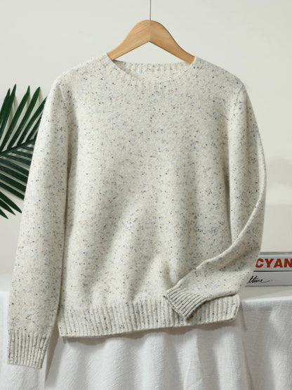 Unisex Langarm Pullover mit Rundhals und Sprenkelmuster