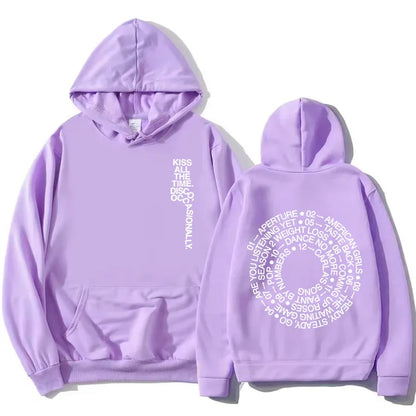 Unisex hoodie with hood, kangaroo pocket, and lettering