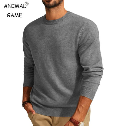 Men's crew-neck long-sleeve basic knit pullover