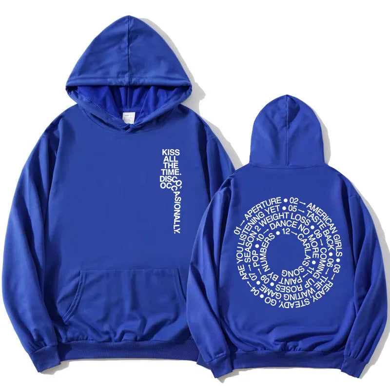 Unisex hoodie with hood, kangaroo pocket, and lettering