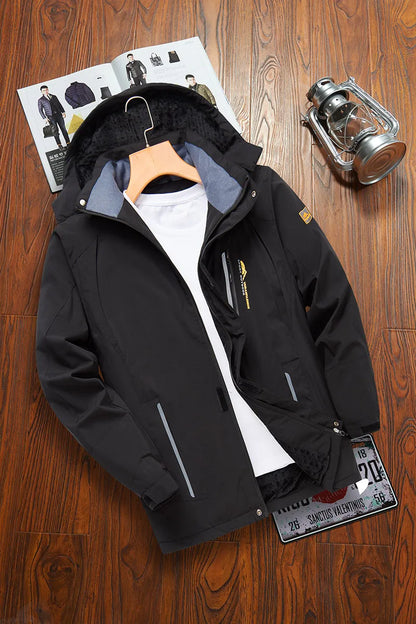 Herren Winter Outdoor Jacke mit Kapuze und Fleece Futter
