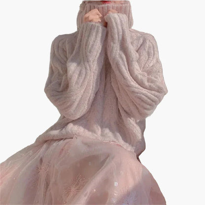 Damen Pullover im koreanischen Stil mit Stehkragen – Lockerer, eleganter Herbst- und Winterpullover