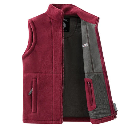 Fleece Weste Unisex Stehkragen Reißverschluss Reißverschlusstaschen