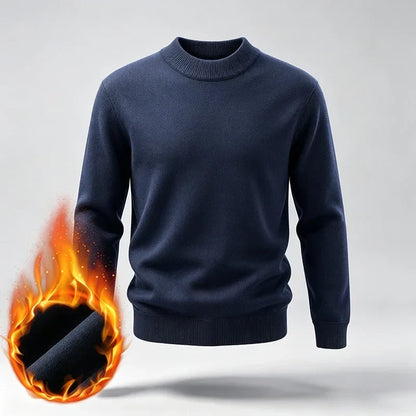 Men's warm turtleneck knit sweater for winter, long sleeves