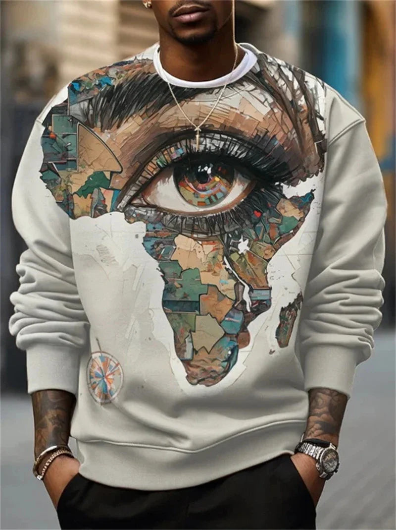 Men's crew-neck sweatshirt with graphic print, long-sleeved