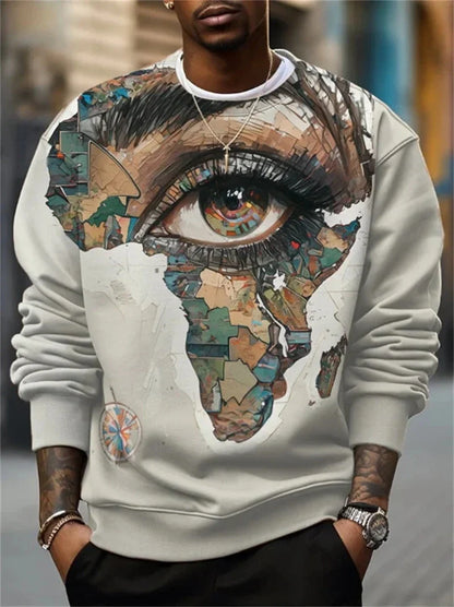 Men's crew-neck sweatshirt with graphic print, long-sleeved