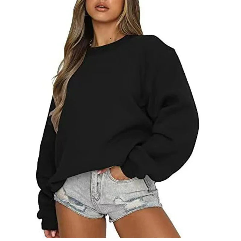 Women's Oversized Crew-Neck Long-Sleeve Sweatshirt