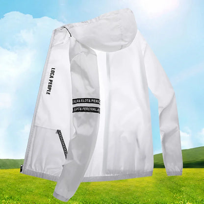 Lightweight hooded windbreaker jacket with zipper for men