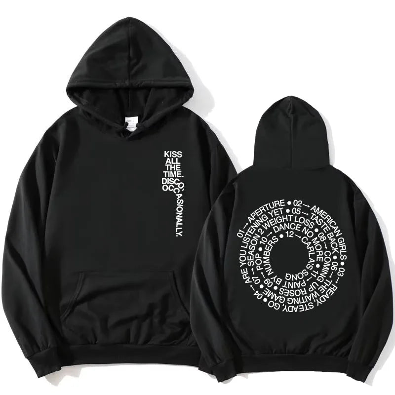 Unisex hoodie with hood, kangaroo pocket, and lettering