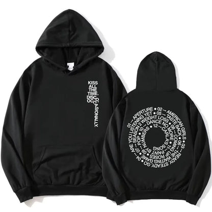 Unisex hoodie with hood, kangaroo pocket, and lettering