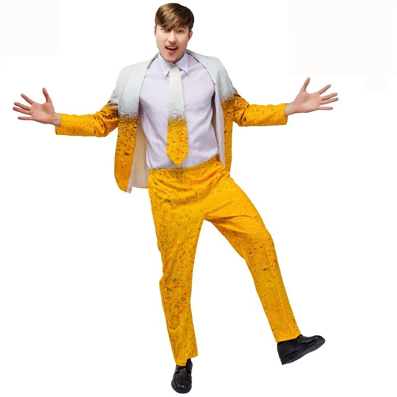 Beer costume suit with foam pattern, men’s carnival party outfit