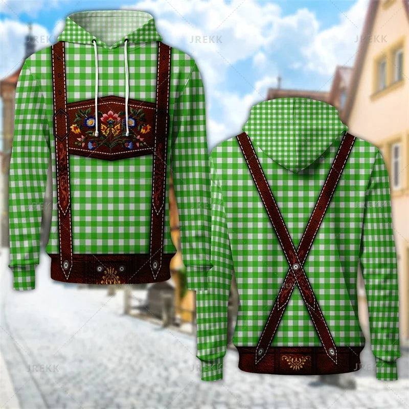 Hoodie with traditional leather pants design and hood