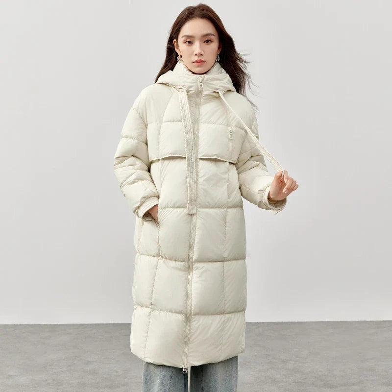 Damen Winter Parka Lang Stehkragen Gesteppt Warm