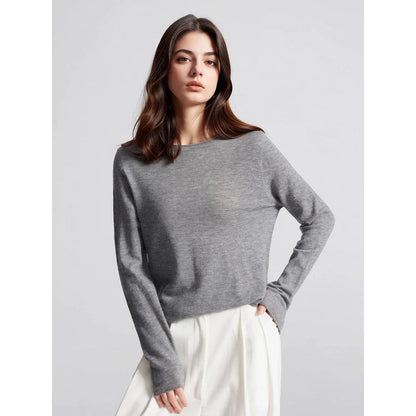 Women's Basic Fine-Knit Crew-Neck Long-Sleeve Sweater