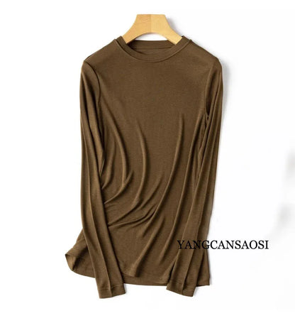 Women's Crew Neck Turtleneck Basic Slim-Fit Long-Sleeve Top