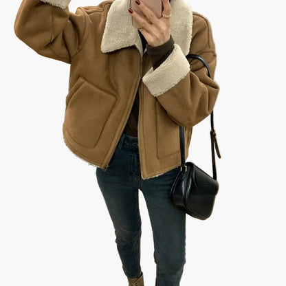 Women's Casual Autumn Winter Short Jacket with Turn-down Collar – Urban Street Style for Everyday and Leisure