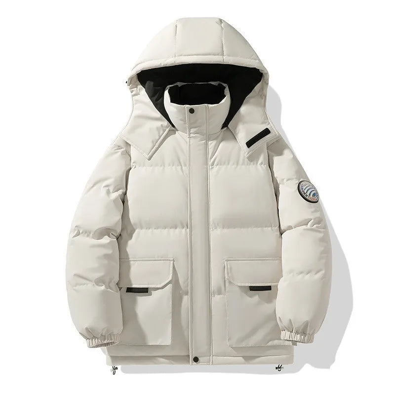 Men's Black Padded Winter Hooded Jacket