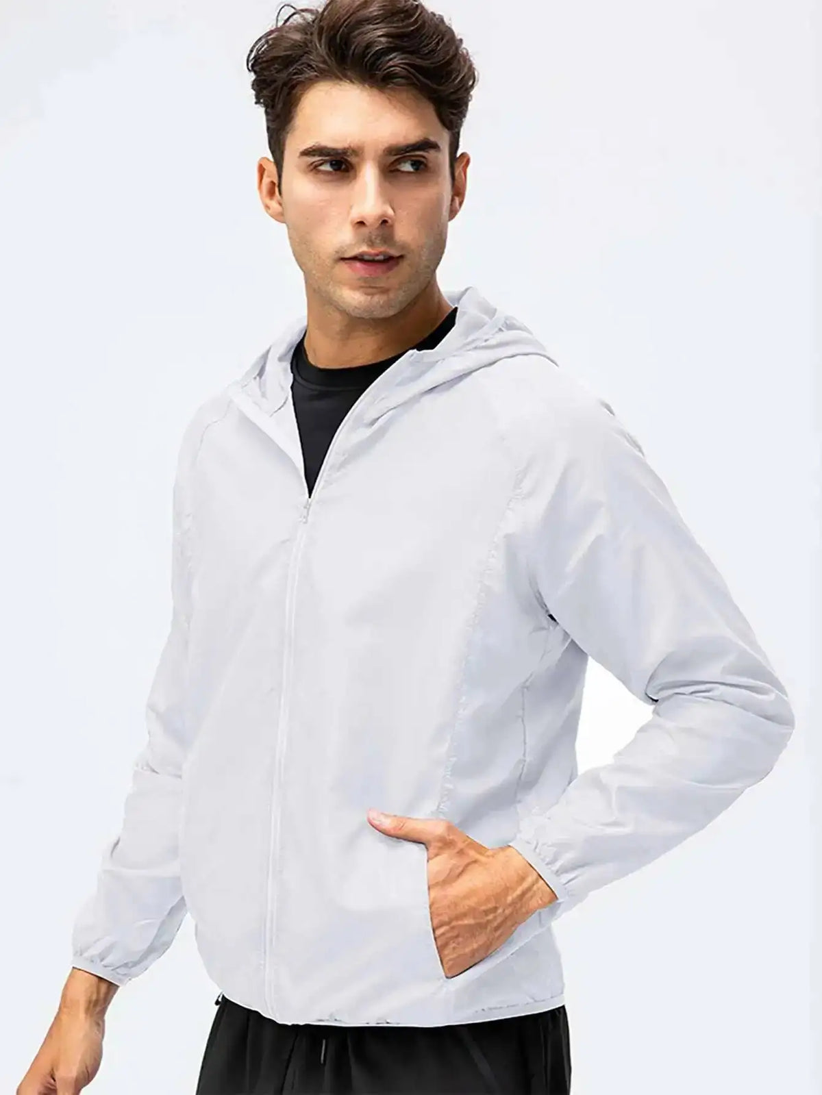 Leichte Kapuzenjacke Windbreaker für Unisex mit Reißverschluss